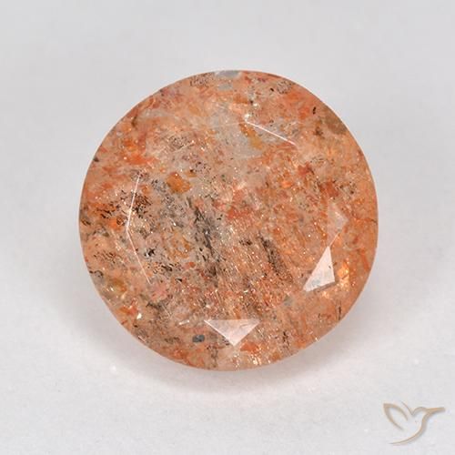 4.40ct Natürlicher Mittel-Hellorange Sonnenstein, Runden, Lichtdurchlässig