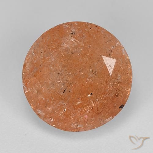 4.67ct Natürlicher rötlich-orange Sonnenstein, Runden, Lichtdurchlässig