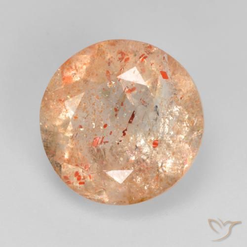 4.05ct Natürlicher Helle Tigerorange Sonnenstein, Runden, Transparent