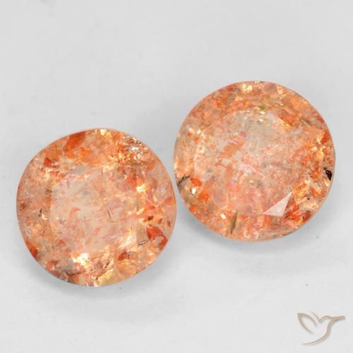 1.59 ct natürliche rötlich-orange Sonnenstein-Edelsteine, Runden, Transparent