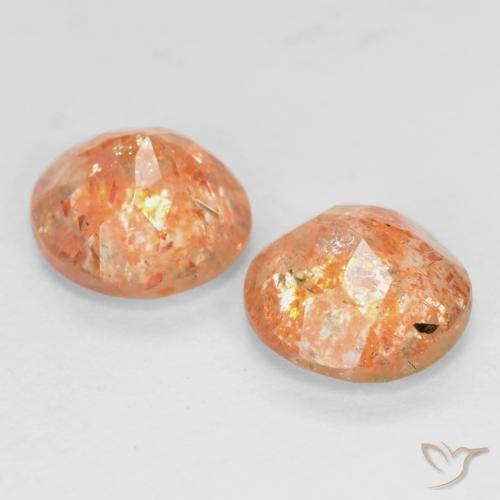 1.59 ct natürliche rötlich-orange Sonnenstein-Edelsteine, Runden, Transparent