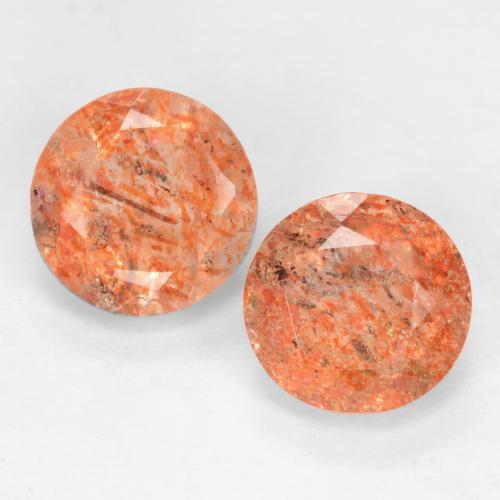1,65 ct natürliche orangefarbener Sonnenstein-Edelsteine, Rundschliff, Lichtdurchlässig