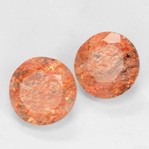 1,65 ct natürliche orangefarbener Sonnenstein-Edelsteine, Rundschliff, Lichtdurchlässig