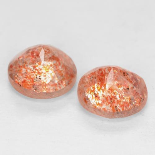 1.60 ct natürliche Ingwer-Orange Sonnenstein-Edelsteine, Rund Schliff, Lichtdurchlässig