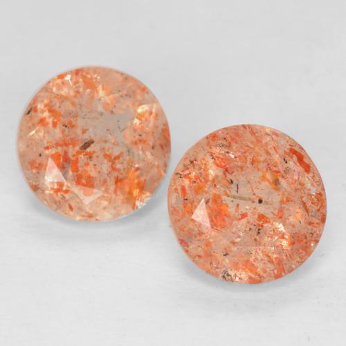 1,46 ct natürliche orangefarbener Sonnenstein-Edelsteine, Rundschliff, Transparent