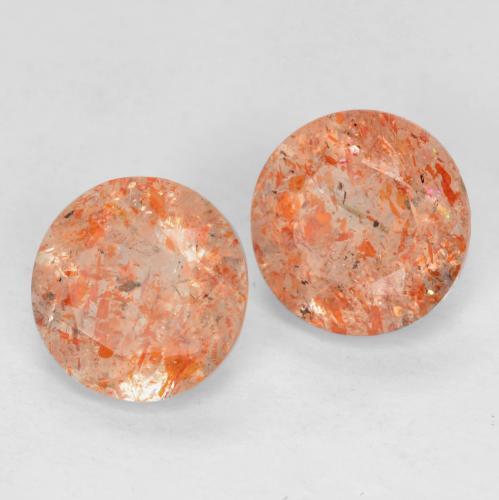 1,46 ct natürliche orangefarbener Sonnenstein-Edelsteine, Rundschliff, Transparent