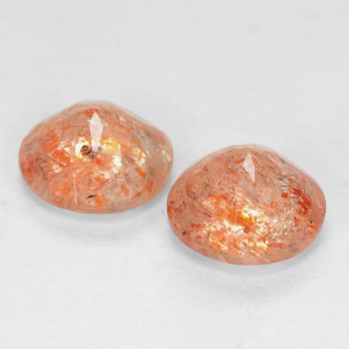 1,46 ct natürliche orangefarbener Sonnenstein-Edelsteine, Rundschliff, Transparent