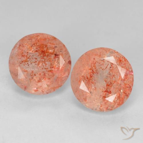 4.11ctw Natürlicher Grapefruit-Orange Sonnenstein, Runden, Lichtdurchlässig