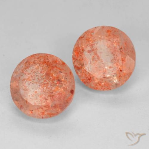 4.11 ct natürliche Grapefruit-Orange Sonnenstein-Edelsteine, Runden, Lichtdurchlässig