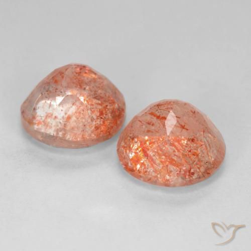 4.11 ct natürliche Grapefruit-Orange Sonnenstein-Edelsteine, Runden, Lichtdurchlässig