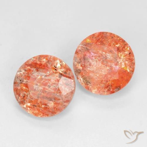 3.37 ct natürliche rötlich-orange Sonnenstein-Edelsteine, Runden, Lichtdurchlässig