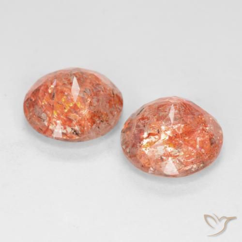 3.37 ct natürliche rötlich-orange Sonnenstein-Edelsteine, Runden, Lichtdurchlässig