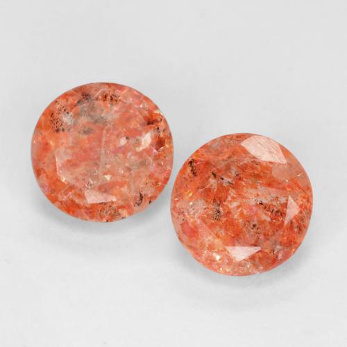 1.54 ct natürliche Grapefruit-Orange Sonnenstein-Edelsteine, Rund Schliff, Lichtdurchlässig