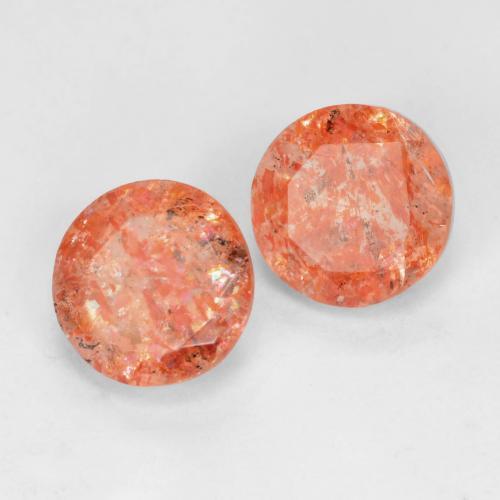 1.54 ct natürliche Grapefruit-Orange Sonnenstein-Edelsteine, Rund Schliff, Lichtdurchlässig