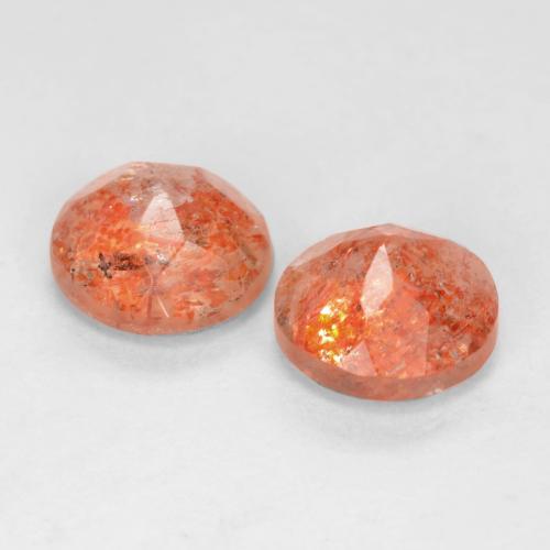 1.54 ct natürliche Grapefruit-Orange Sonnenstein-Edelsteine, Rund Schliff, Lichtdurchlässig