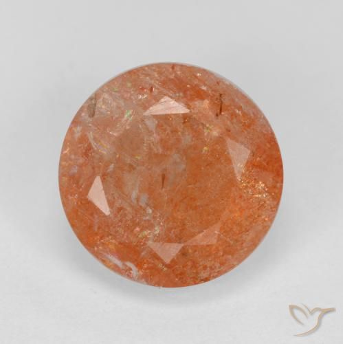 4.67ct Natürlicher rötlich-orange Sonnenstein, Runden, Lichtdurchlässig