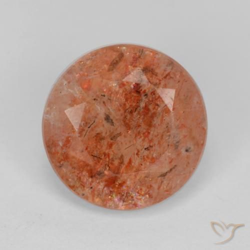 4.27ct Natürlicher Grapefruit-Orange Sonnenstein, Runden, Lichtdurchlässig