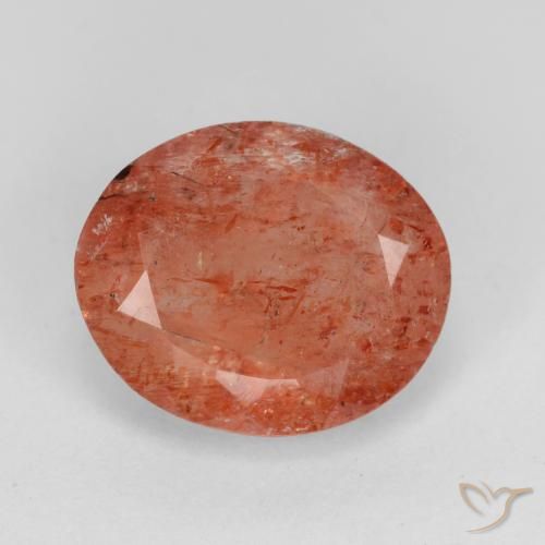 3.80ct Natürlicher Mittelrot Sonnenstein, Oval, Lichtdurchlässig