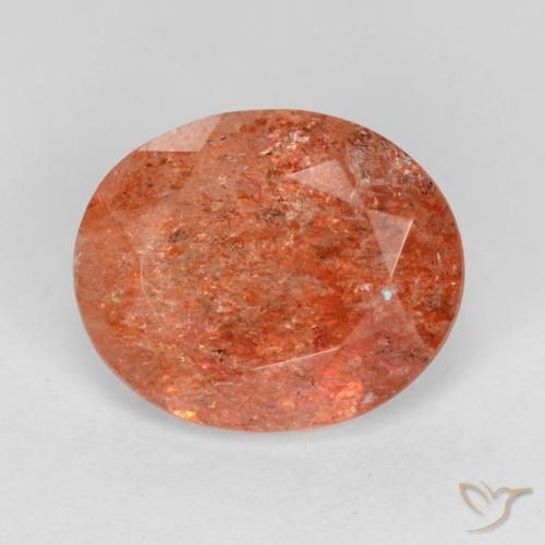 4.16ct Natürlicher Mittelrot Sonnenstein, Oval, Lichtdurchlässig