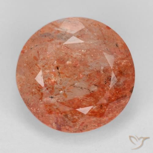 5.04ct Natürlicher Mittelrot Sonnenstein, Runden, Lichtdurchlässig