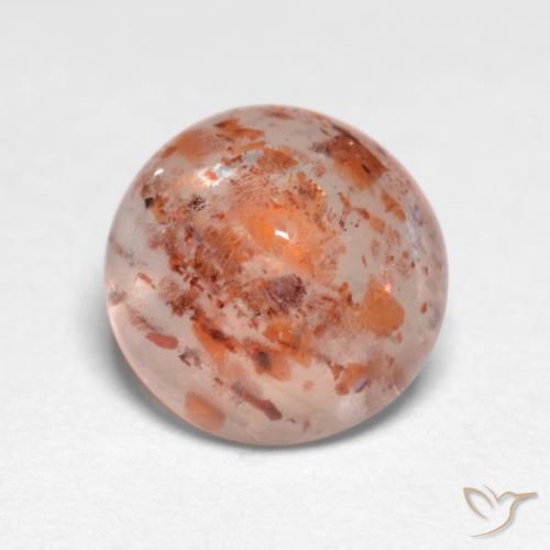 1.17ct Natürlicher Pfirsich-orange Sonnenstein, Runden, Lichtdurchlässig