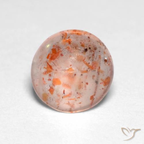 0.94ct Natürlicher Pfirsich-orange Sonnenstein, Runden, Lichtdurchlässig