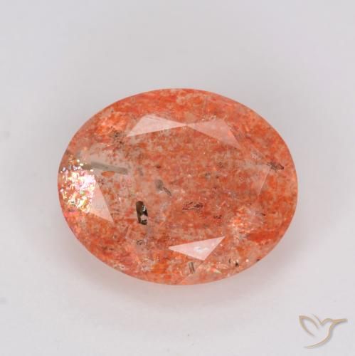2.48ct Natürlicher Mittelrot Sonnenstein, Oval, Lichtdurchlässig