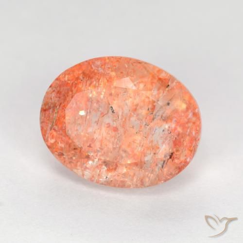 9,17 ctw natürlicher Mittel-Hellorange Sonnenstein, Oval, Lichtdurchlässig