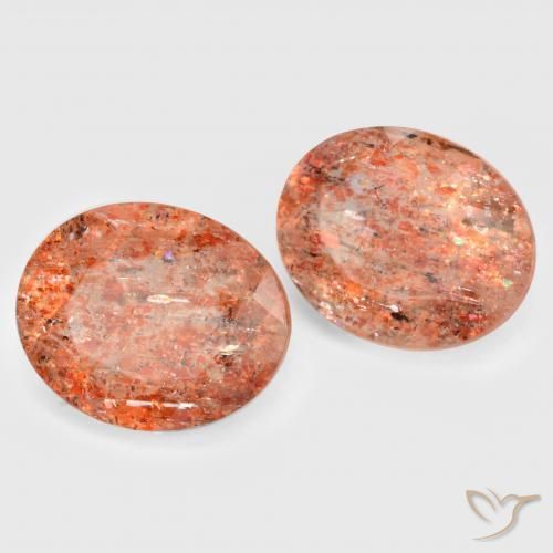 4.75 ct natürliche rötlich-orange Sonnenstein-Edelsteine, Oval, Lichtdurchlässig