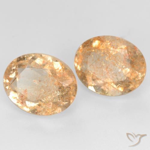 4.91 ct natürliche Cantaloupe-Orange Sonnenstein-Edelsteine, Oval, Transparent