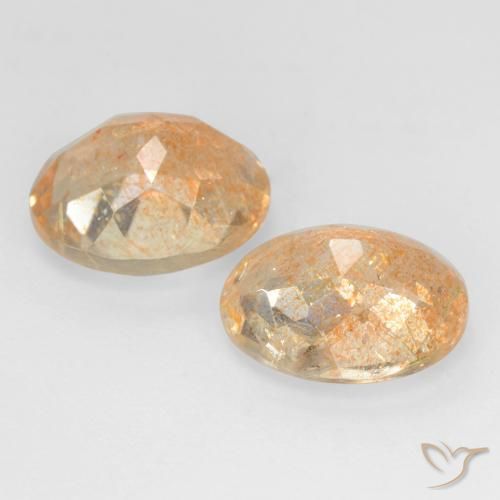 4.91 ct natürliche Cantaloupe-Orange Sonnenstein-Edelsteine, Oval, Transparent