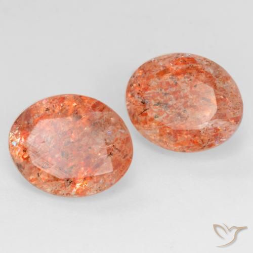 4.38 ct natürliche rötlich-orange Sonnenstein-Edelsteine, Oval, Lichtdurchlässig