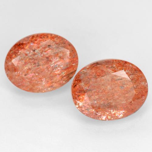 5.94 ct natürliche rötlich-orange Sonnenstein-Edelsteine, Oval Schliff, Lichtdurchlässig