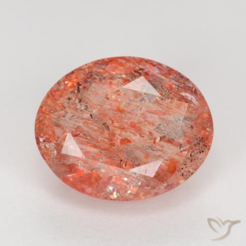 2.80ct Natürlicher Mittelrot Sonnenstein, Oval, Lichtdurchlässig
