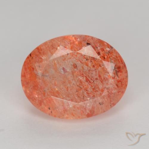 2.66ct Natürlicher Leuchtendes Orange-Rot Sonnenstein, Oval, Lichtdurchlässig