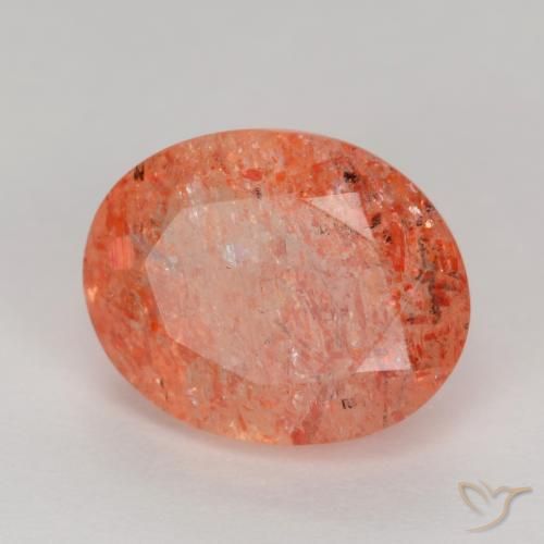 9,17 ctw natürlicher Leuchtendes Orange-Rot Sonnenstein, Oval, Lichtdurchlässig