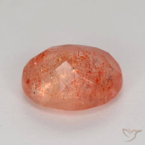 9,17 ctw natürlicher Leuchtendes Orange-Rot Sonnenstein, Oval, Lichtdurchlässig
