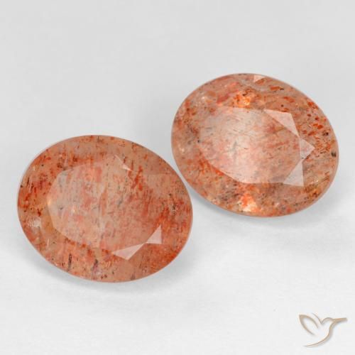 4.96 ct natürliche Grapefruit-Orange Sonnenstein-Edelsteine, Oval, Transparent