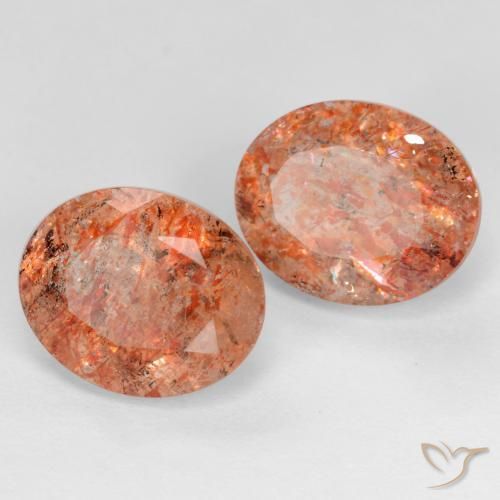 5.22 ct natürliche Grapefruit-Orange Sonnenstein-Edelsteine, Oval, Transparent