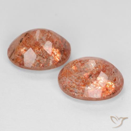 5.22 ct natürliche Grapefruit-Orange Sonnenstein-Edelsteine, Oval, Transparent
