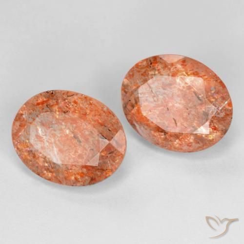 4.30 ct natürliche Grapefruit-Orange Sonnenstein-Edelsteine, Oval, Transparent