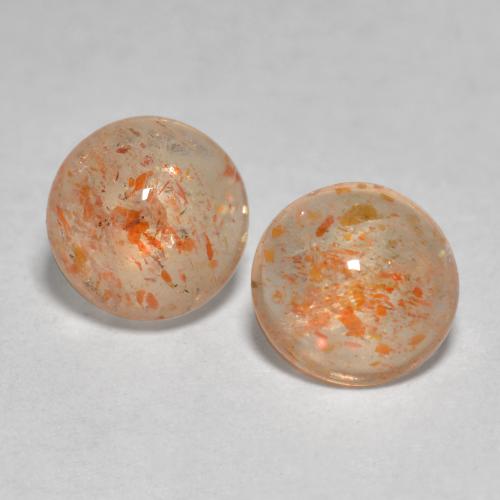 1,48 ct natürliche orangefarbener Sonnenstein-Edelsteine, Rundschliff, Transparent