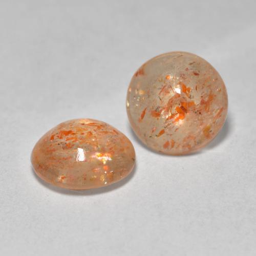 1,48 ct natürliche orangefarbener Sonnenstein-Edelsteine, Rundschliff, Transparent