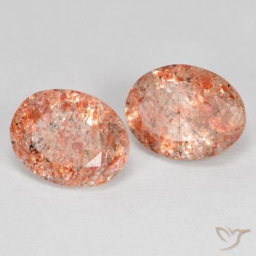 2.51 ct natürliche Pfirsich-orange Sonnenstein-Edelsteine, Oval, Lichtdurchlässig