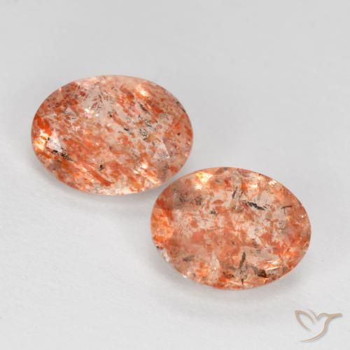 2.00ctw Natürlicher rötlich-orange Sonnenstein, Oval, Lichtdurchlässig