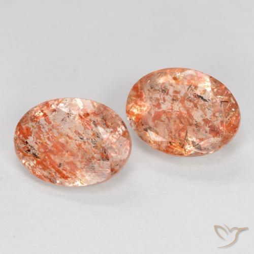 2.00 ct natürliche rötlich-orange Sonnenstein-Edelsteine, Oval, Lichtdurchlässig
