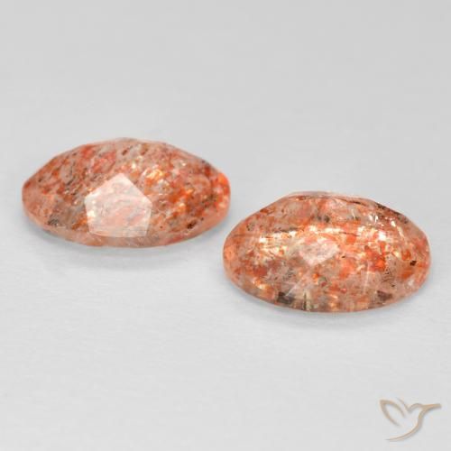 2.00 ct natürliche rötlich-orange Sonnenstein-Edelsteine, Oval, Lichtdurchlässig