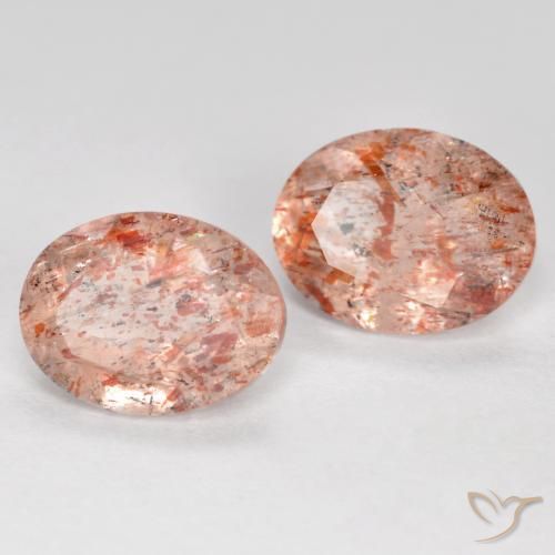 2.50 ct natürliche Pfirsich-orange Sonnenstein-Edelsteine, Oval, Lichtdurchlässig