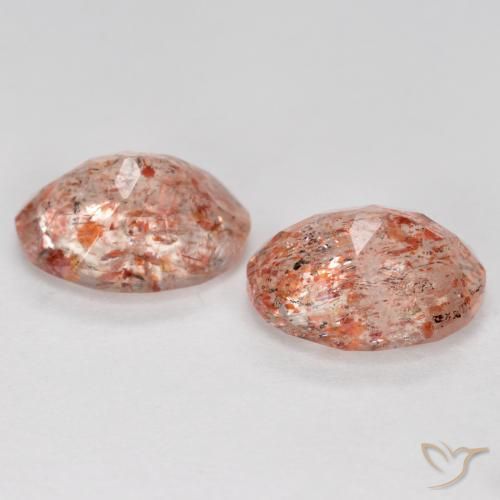 2.50 ct natürliche Pfirsich-orange Sonnenstein-Edelsteine, Oval, Lichtdurchlässig