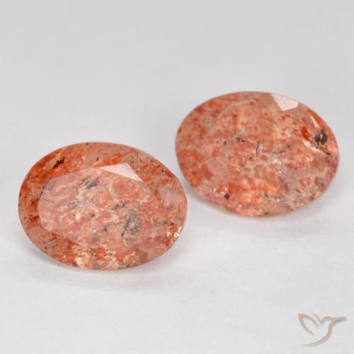 2.28 ct natürliche rötlich-orange Sonnenstein-Edelsteine, Oval, Lichtdurchlässig
